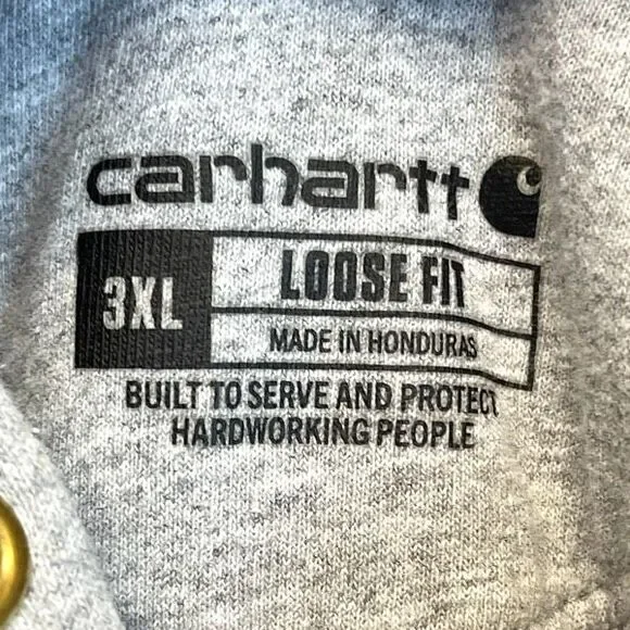 CARHARTT Men’s Hoodie Sweatshirt 3XL Heather Grey Logo Sleeve Loose Fit Pocket - Picture 6 of 14